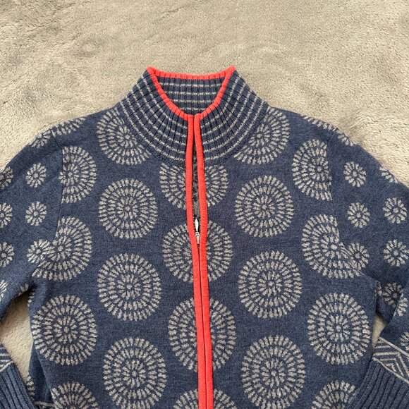 Krimson Klover 100% Wool Full Zip Jacket Sweater Women's SMALL Blue Coral - Picture 3 of 7